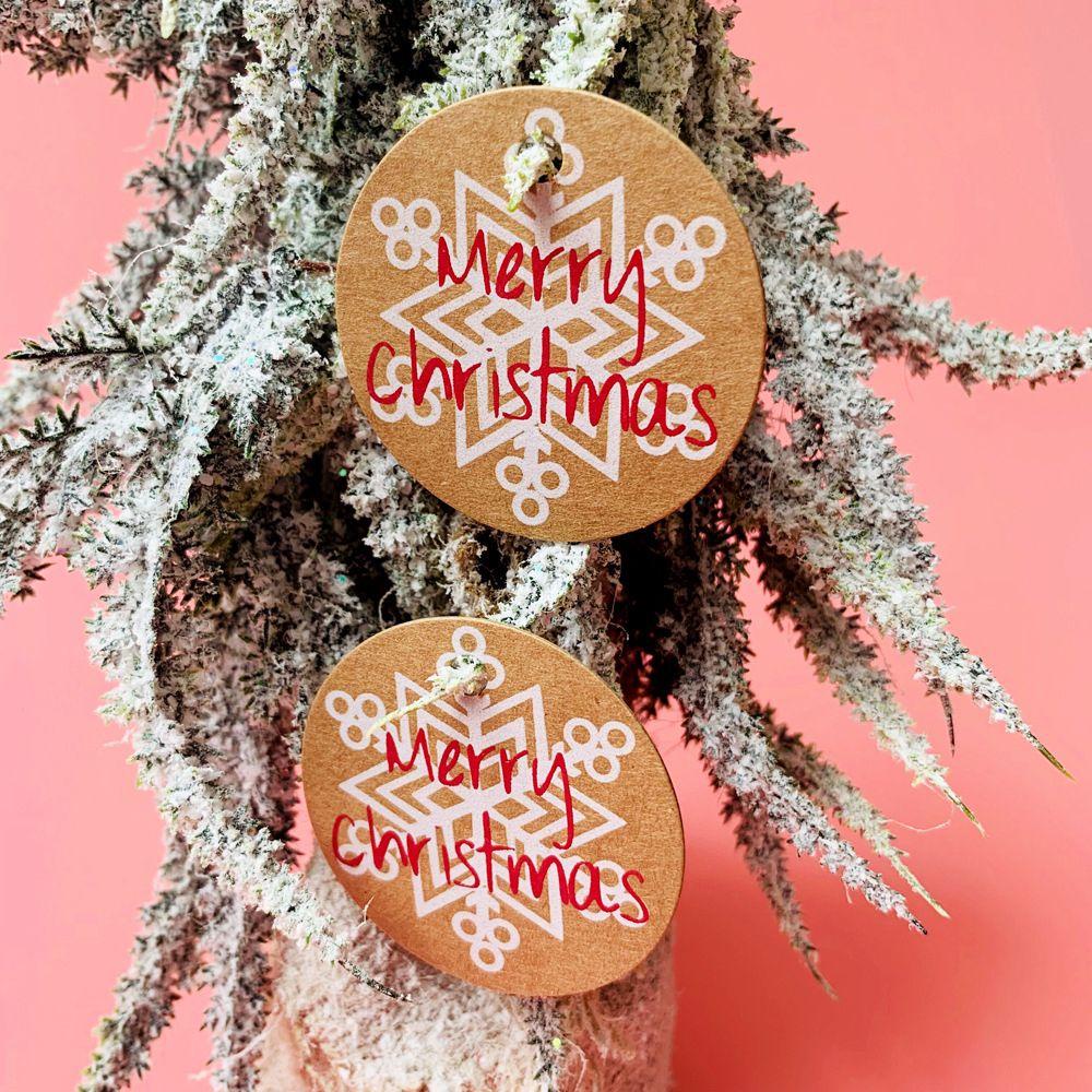 100 Nhãn Giấy Kraft Màu Nâu Dùng Gói Quà Giáng Sinh