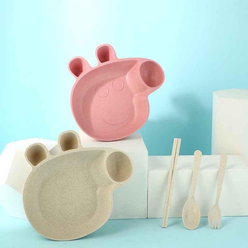 Khay ăn dặm lúa mạch peppa 4 chi tiết