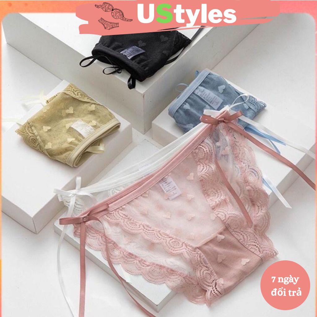 Quần lót nữ dây mảnh ren mềm phối ren co dãn nhiều - Quần lót lọt khe ren sexy quến rũ mát chíp sịp xì 3399