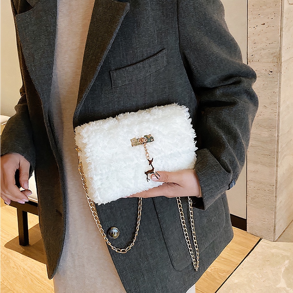 Túi len tự đan, túi đeo chéo len xù phong cách đơn giản cá tính - Bộ phụ kiện đầy đủ LX201