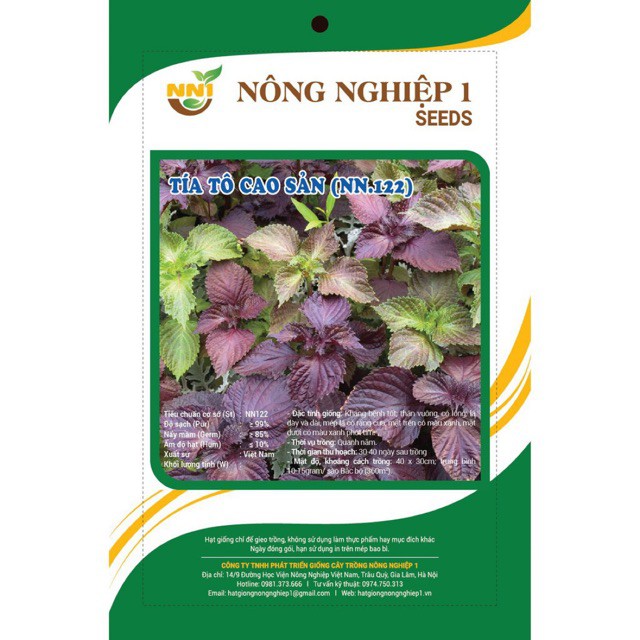 5gr Hạt Giống Tía Tô Cao Sản - Học Viện Nông Nghiệp Việt nam