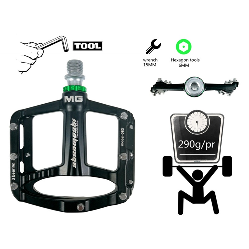 QQ Bàn Đạp Xe Đạp Leo Núi Bằng Hợp Kim Magie Phẳng Chống Trượt Siêu Nhẹ 3 Vòng Bi