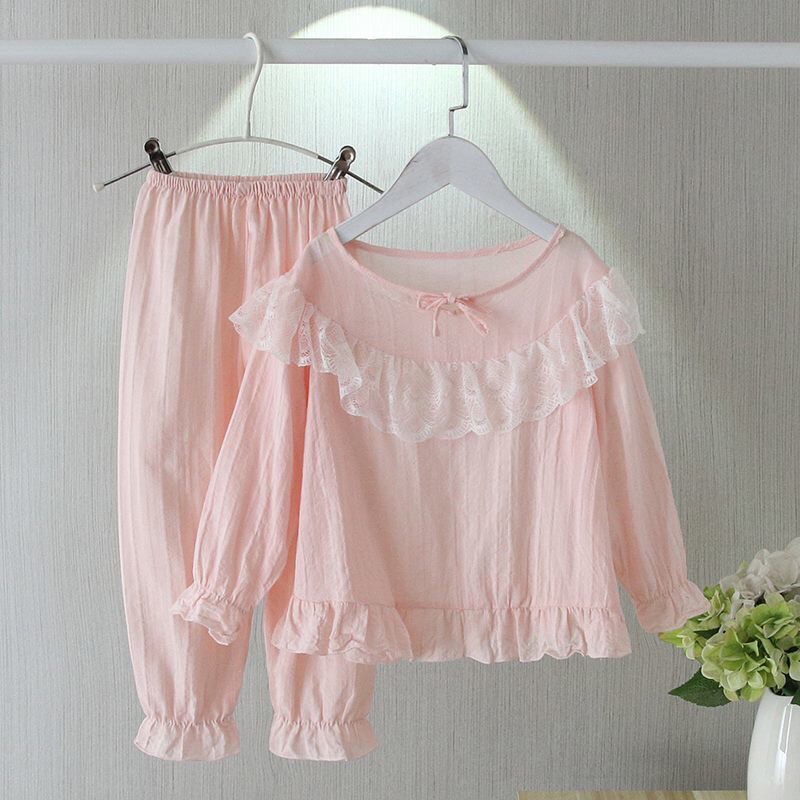 Hàng Mới Về Bộ Đồ Ngủ 21 Món Vải Cotton Lanh Mỏng Màu Trơn Kiểu Công Chúa Thời Trang Xuân Thu Cho Bé Gái