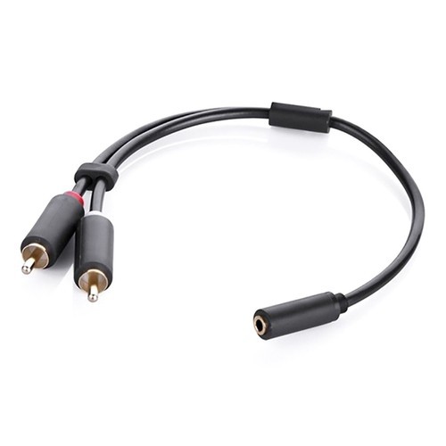 Cáp Audio 3.5mm Âm ra 2 RCA Dương dài 20cm Ugreen 10561 - Hàng Chính Hãng