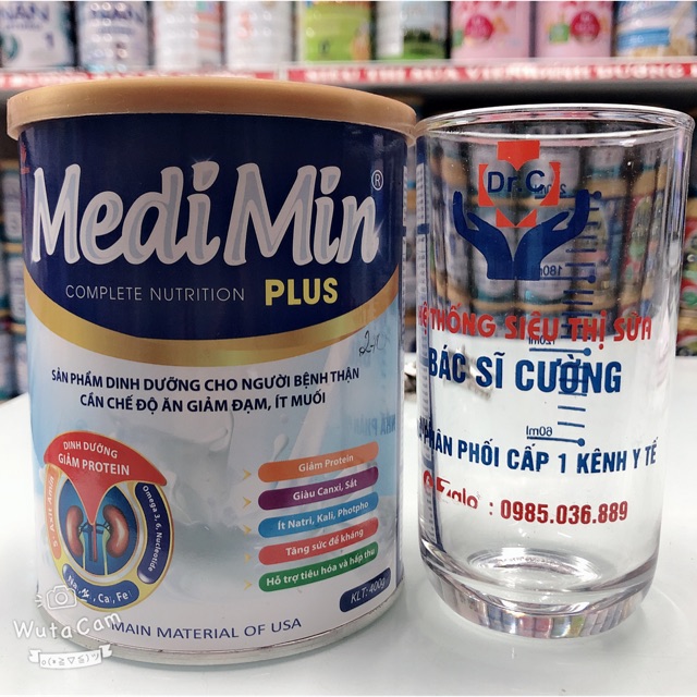 Sữa MediMin plus 400g là sản phẩm dinh dưỡng chuyên biệt cho người bệnh Thận , nguoi cần chế độ ăn Giảm đạm , ít muối