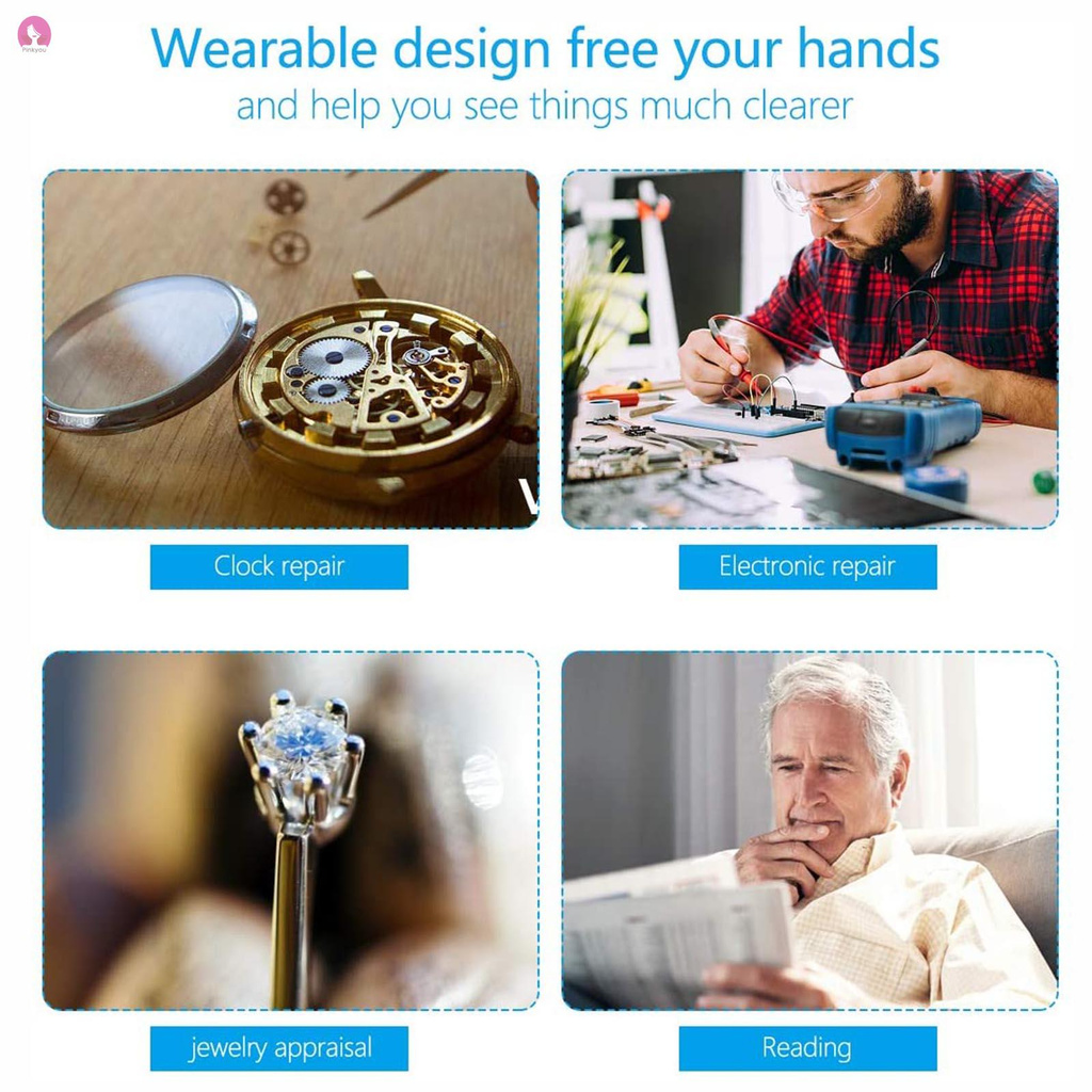 (Hàng Mới Về) Kính Lúp Đội Đầu Có Đèn Led Kèm 4 Kính Thay Thế Chuyên Dụng | BigBuy360 - bigbuy360.vn