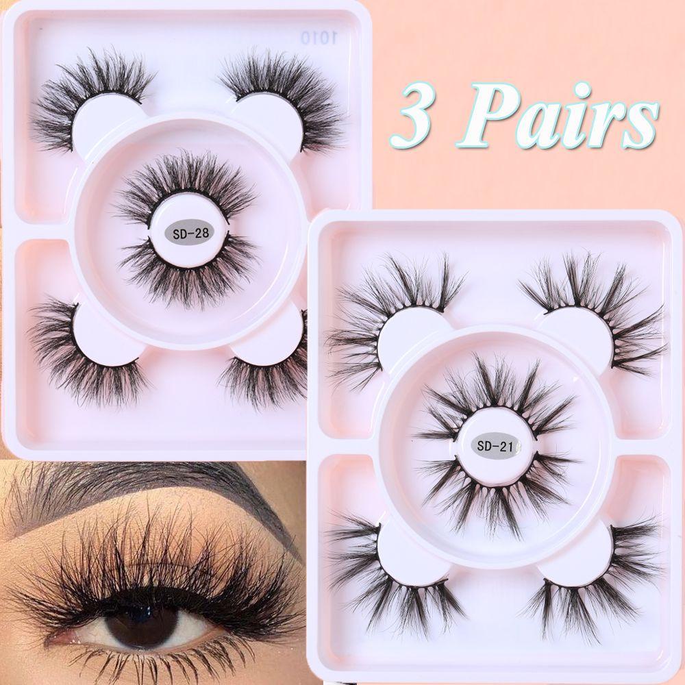 Set 3 Cặp Lông Mi Giả SKONHED Mềm Mại Dày Dặn Handmade Dành Cho Trang Điểm