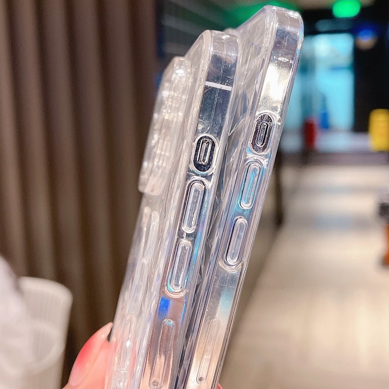 Ốp Điện Thoại Trong Suốt Họa Tiết Vân Kim Cương 3D Cho iPhone13PRO 7P/8P XSMAX 12promax
