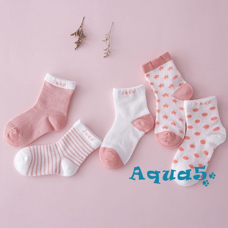 Set 5 Đôi Tất Cotton Hoạ Tiết Kẻ Sọc Cho Bé