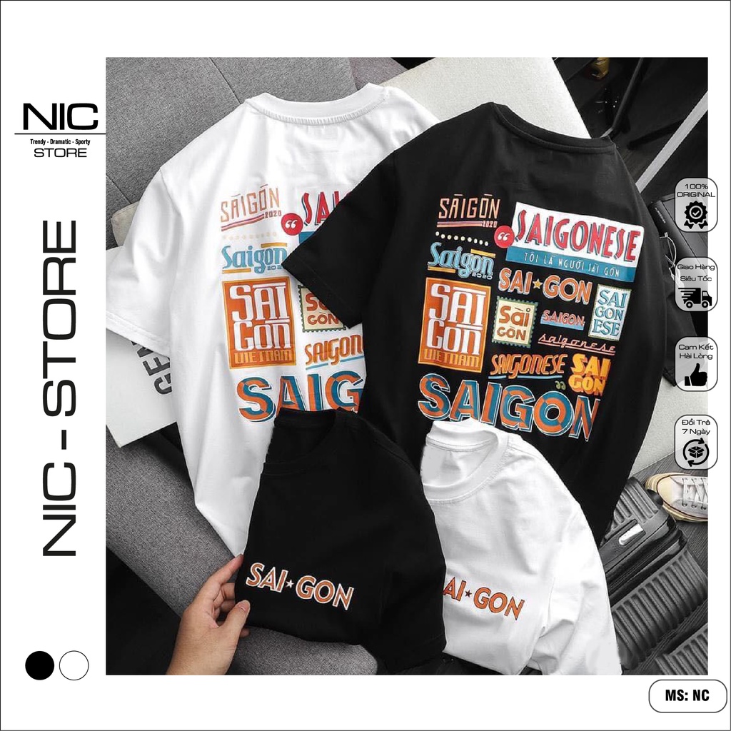 Áo thun unisex SÀI GÒN  - form rộng tay lỡ - Áo phông tay lửng nam nữ streetwear cotton mịn siêu thấm hút.