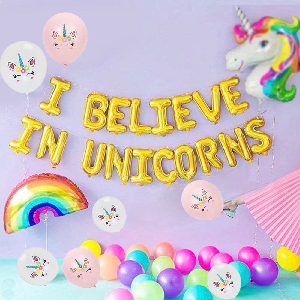 Set 10 bong bóng hình ngựa một sừng dễ thương trang trí tiệc sinh nhật cho bé