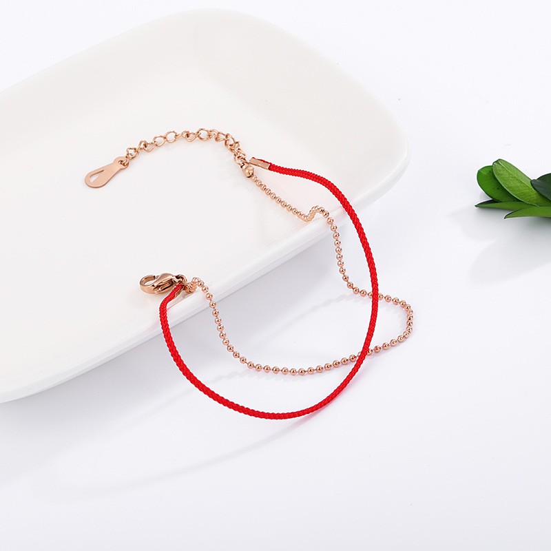 Korean version of Mingnian transport small gold beads good luck rose gold red string non-fading creative thin hand string female