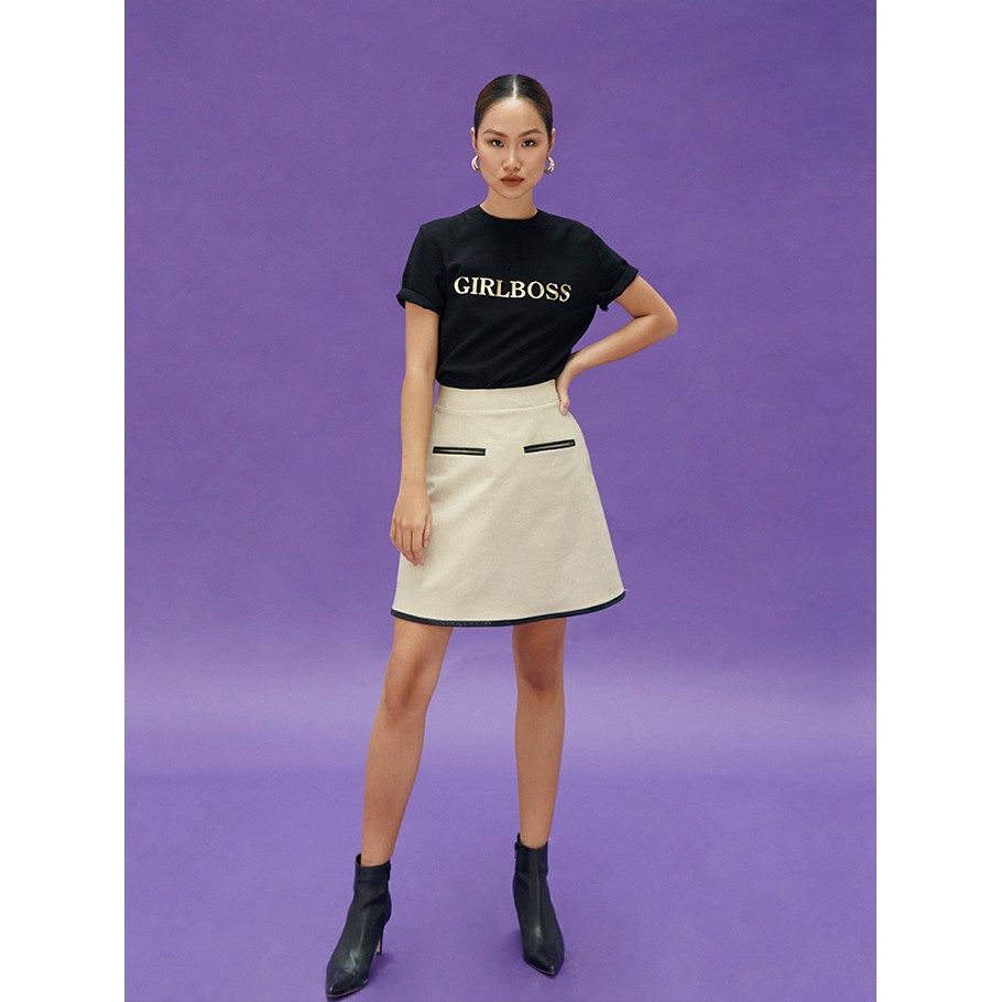 COCO SIN - Áo Lụa in Chữ Nhũ Đen