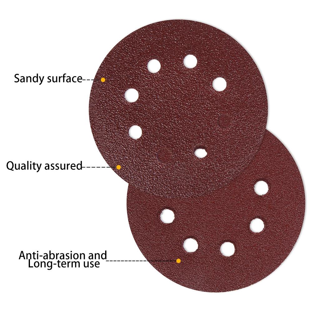 Giấy Nhám Đánh Bóng 40-1000 Grits 5-Inch Có Móc Và Vòng Đệm