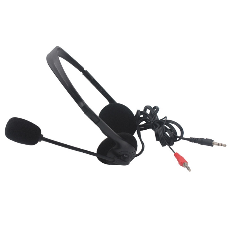 3.5mm  Wired Stereo Headset Noise Cancelling Earphone  with  Microphone Adjustable Headband for Computer Laptop Desktop，Black VN