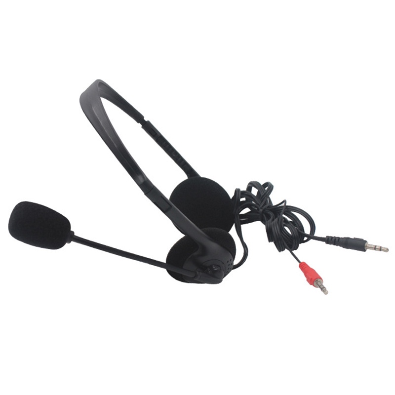 3.5mm  Wired Stereo Headset Noise Cancelling Earphone  with  Microphone Adjustable Headband for Computer Laptop Desktop，Black lemall