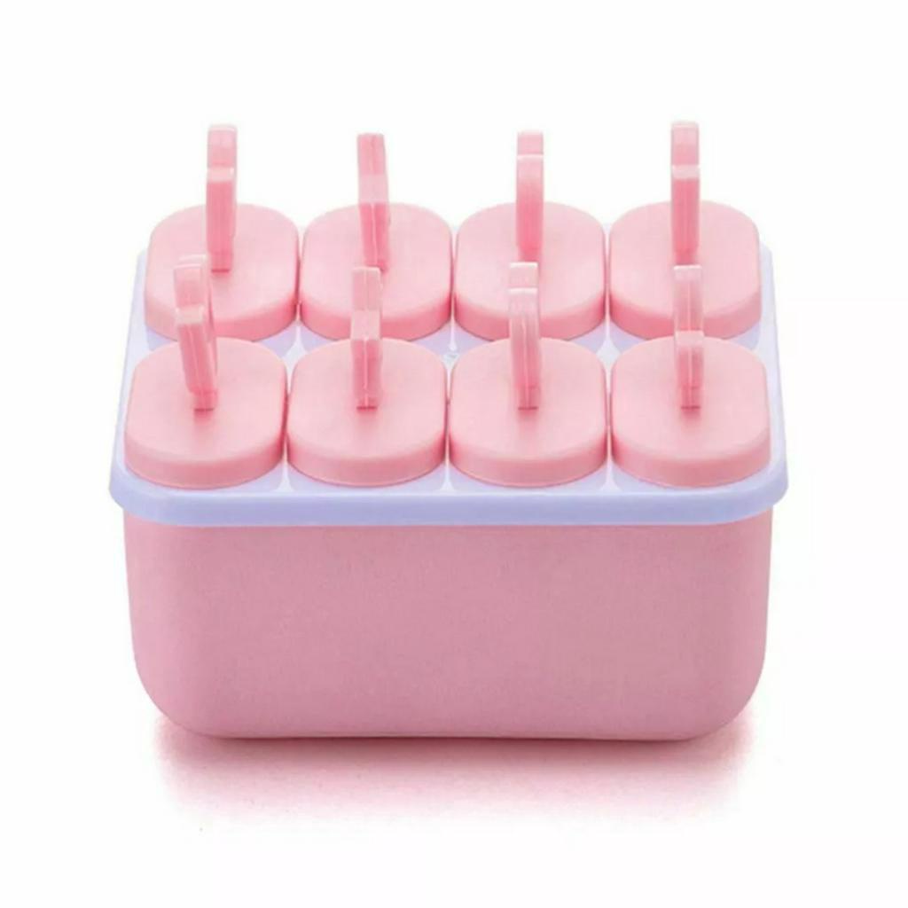 Khuôn làm kem mini 8 ngăn có nắp đậy siêu dễ thương