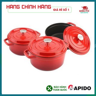 Nồi gang đúc tráng men Rapido, Bộ nồi gang đúc tráng men Rapido, kích cỡ 20, 22, 24cm , dùng cho tất cả các loại bếp.