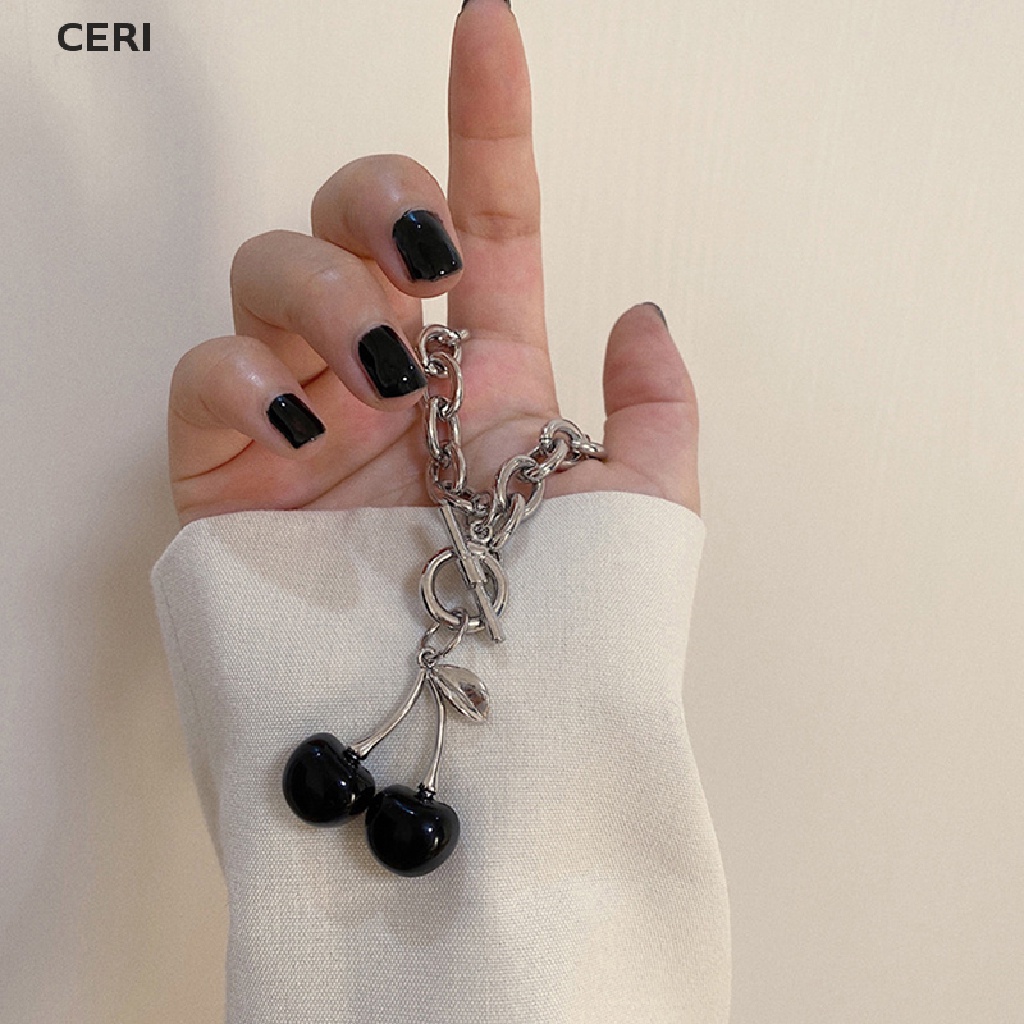 Vòng Cổ Dây Xích Bằng Thép Không Gỉ Mặt Quả Cherry Thời Trang Harajuku Gothic Punk Mới