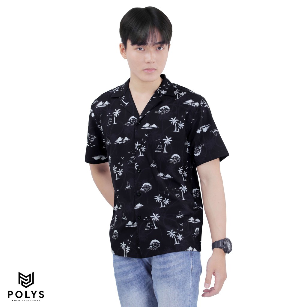 Áo Sơ Mi Nam Tay Ngắn Họa Tiết OCEAN AND PALM - POLYS | Form Suông, Lụa Mịn, Ít Nhăn, Co Giãn, Không Gò Bó Hầm Bí | BigBuy360 - bigbuy360.vn