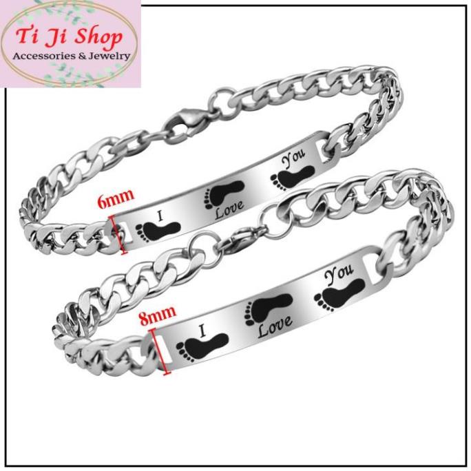 LẮC VÒNG TAY CẶP ĐÔI INOX HÌNH DẤU CHÂN ĐẸP KHÔNG ĐEN KHÔNG GỈ SÉT