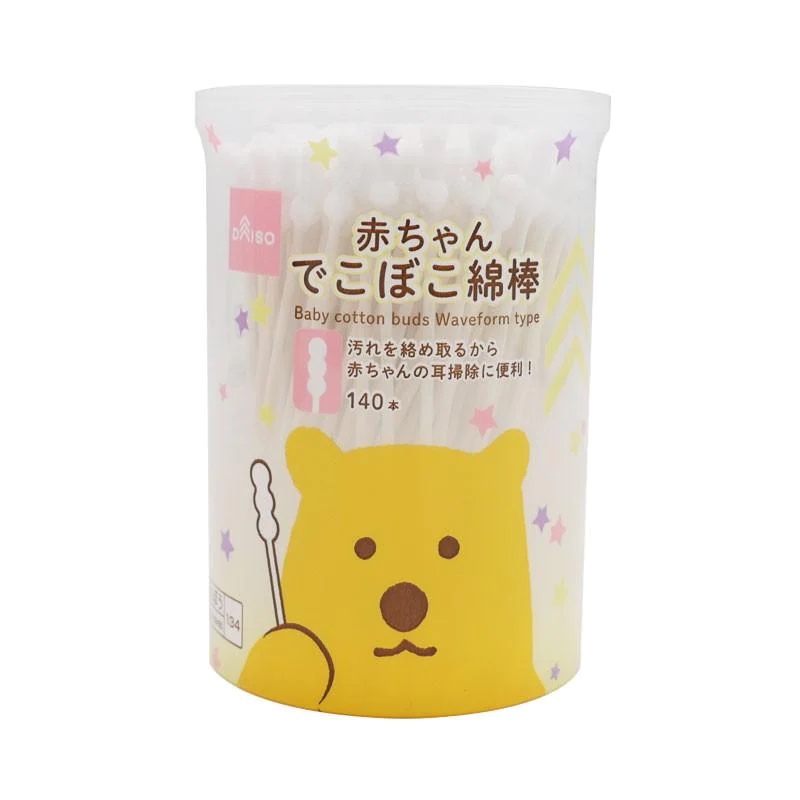 Daiso Tăm Bông Baby Cotton Budaiso Waveform Type 140 Pieces