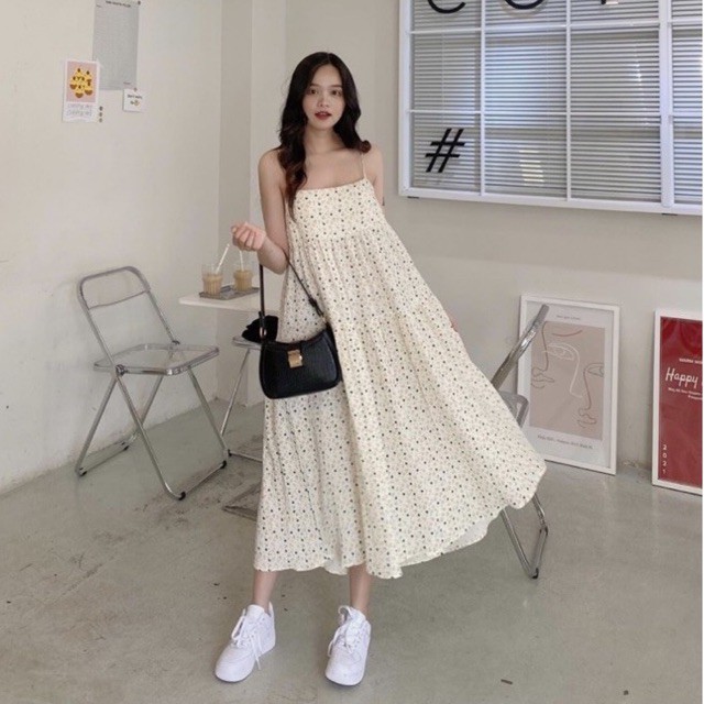 [Mã FAGREEN245 giảm 10% tối đa 30K đơn 99K] Đầm maxi hoa nhí 2 dây nơ lưng | BigBuy360 - bigbuy360.vn