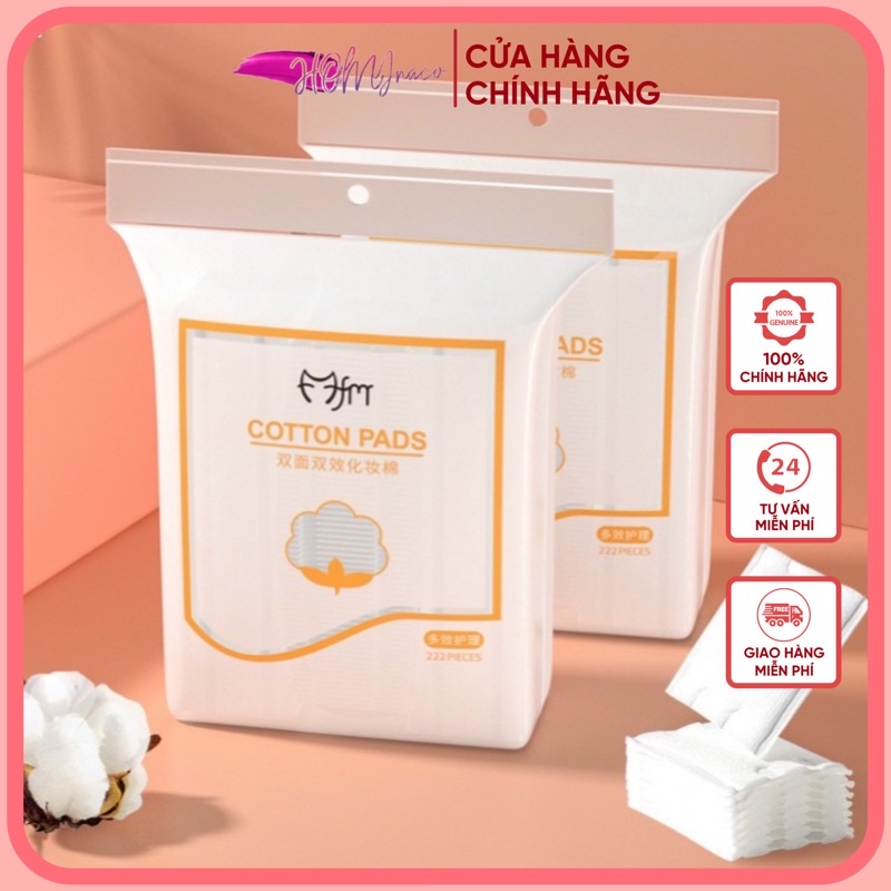 Bông Tẩy trang 3 lớp cotton [Túi 222 miếng dày dặn] Bông tẩy trang 222 miếng 1 túi