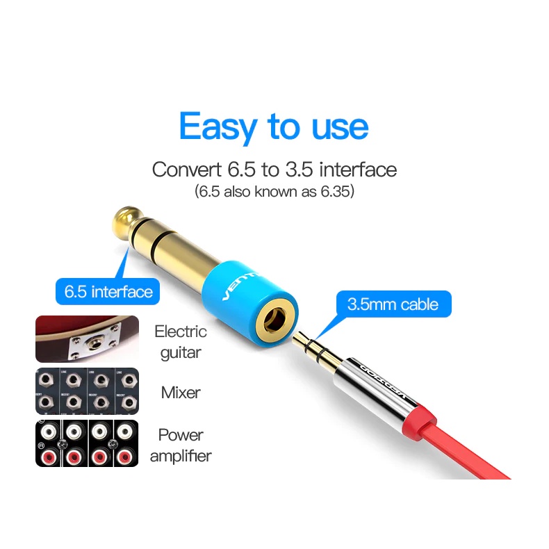 Đầu chuyển audio 6.5mm male ra 3.5mm Female Vention VABS01