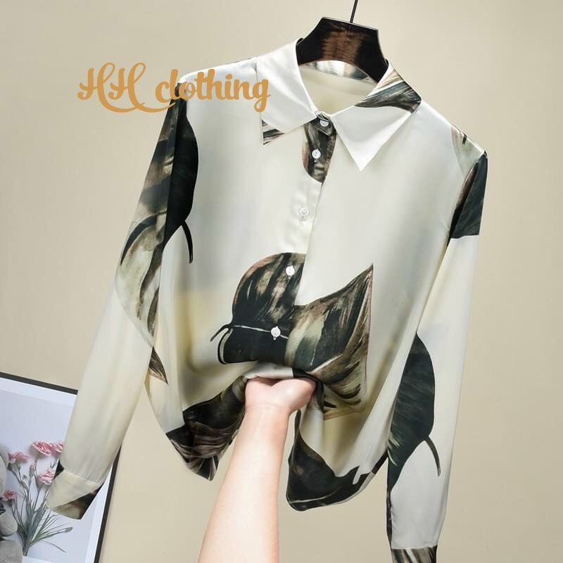 Áo sơ mi Lụa họa tiết Cao cấp