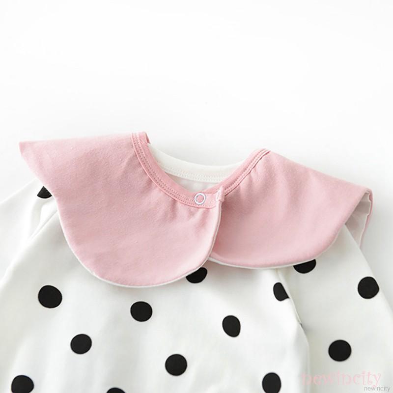 Bộ áo liền quần + nón chấm bi phong cách Hàn Quốc đáng yêu cho bé gái