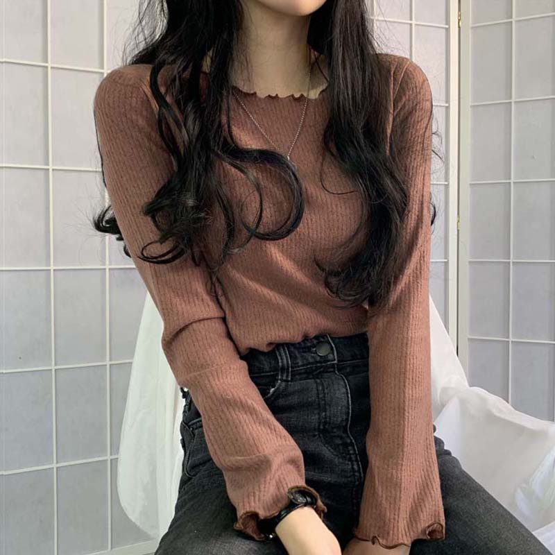 Áo Len Tay Dài Cổ Chữ V Màu Trơn Dễ Phối Đồ Dành Cho Nữ - Hàng mới về