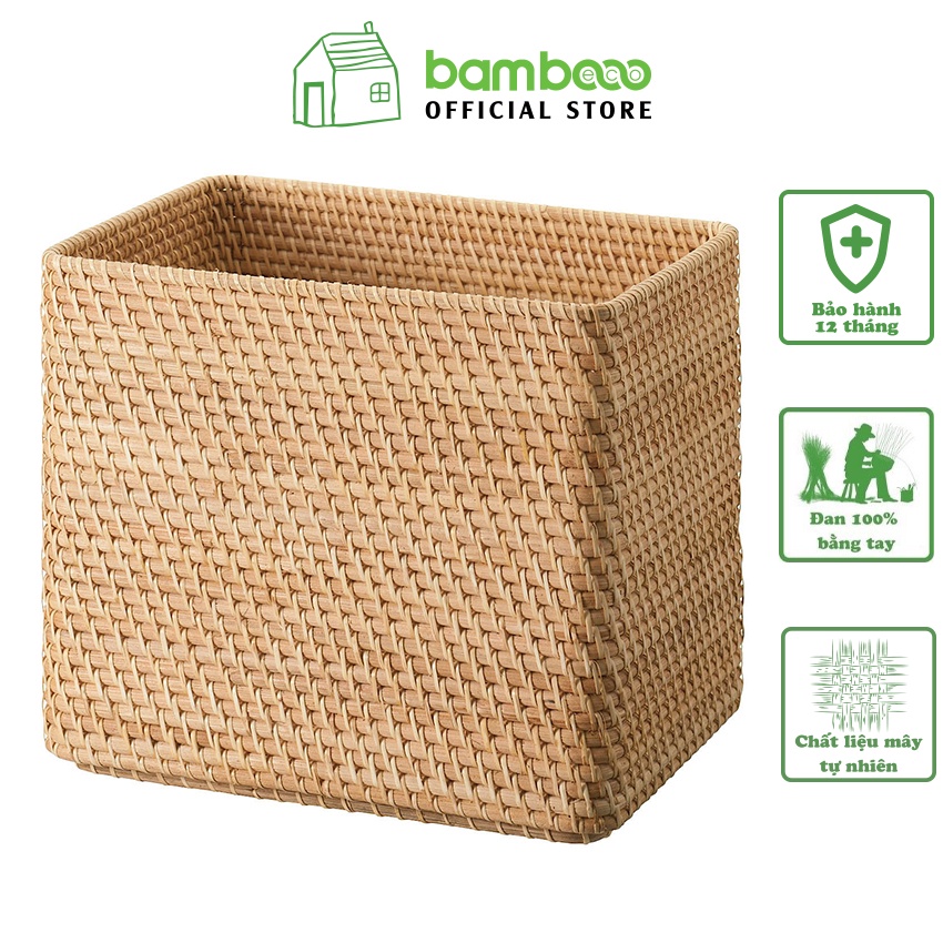 Giỏ mây đan đa năng BAMBOOO ECO đựng quần áo đồ dùng cá nhân trang trí decor