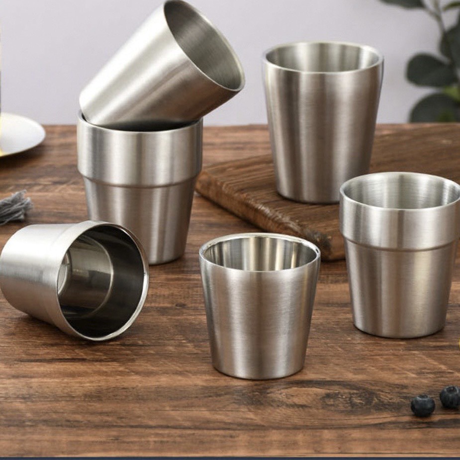 Ly inox 2 lớp cách nhiệt cả nóng và lạnh - Ly Inox cao cấp hai lớp dung tích 300ml Ly uống nước uống cà phê Inox cao cấp