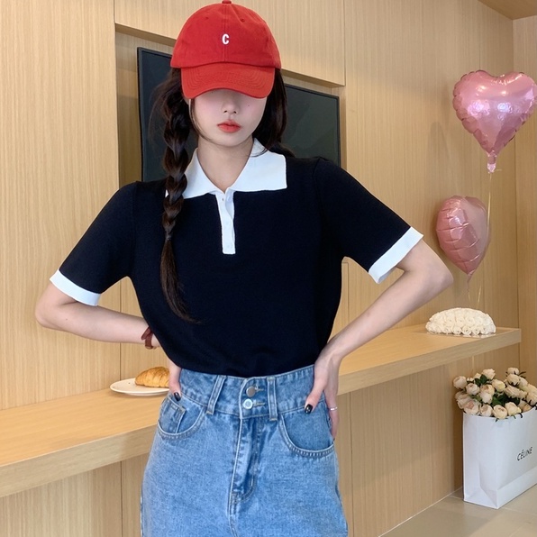 Áo Thun POLO Dệt Kim Tay Ngắn Thiết Kế Trẻ Trung Cá Tính