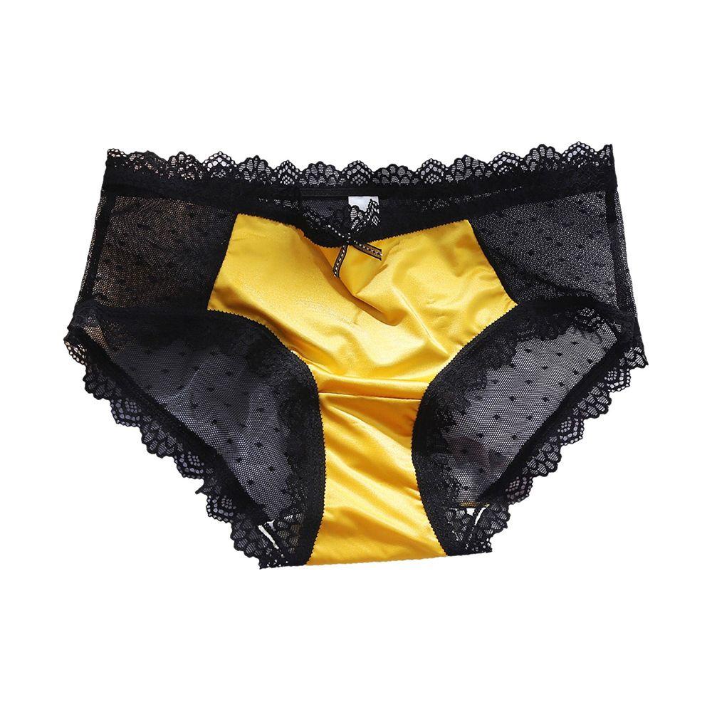 Quần Lót Lưới Lụa Lạnh Trong Suốt Lưng Vừa Đính Nơ Gợi Cảm Cho Nữ