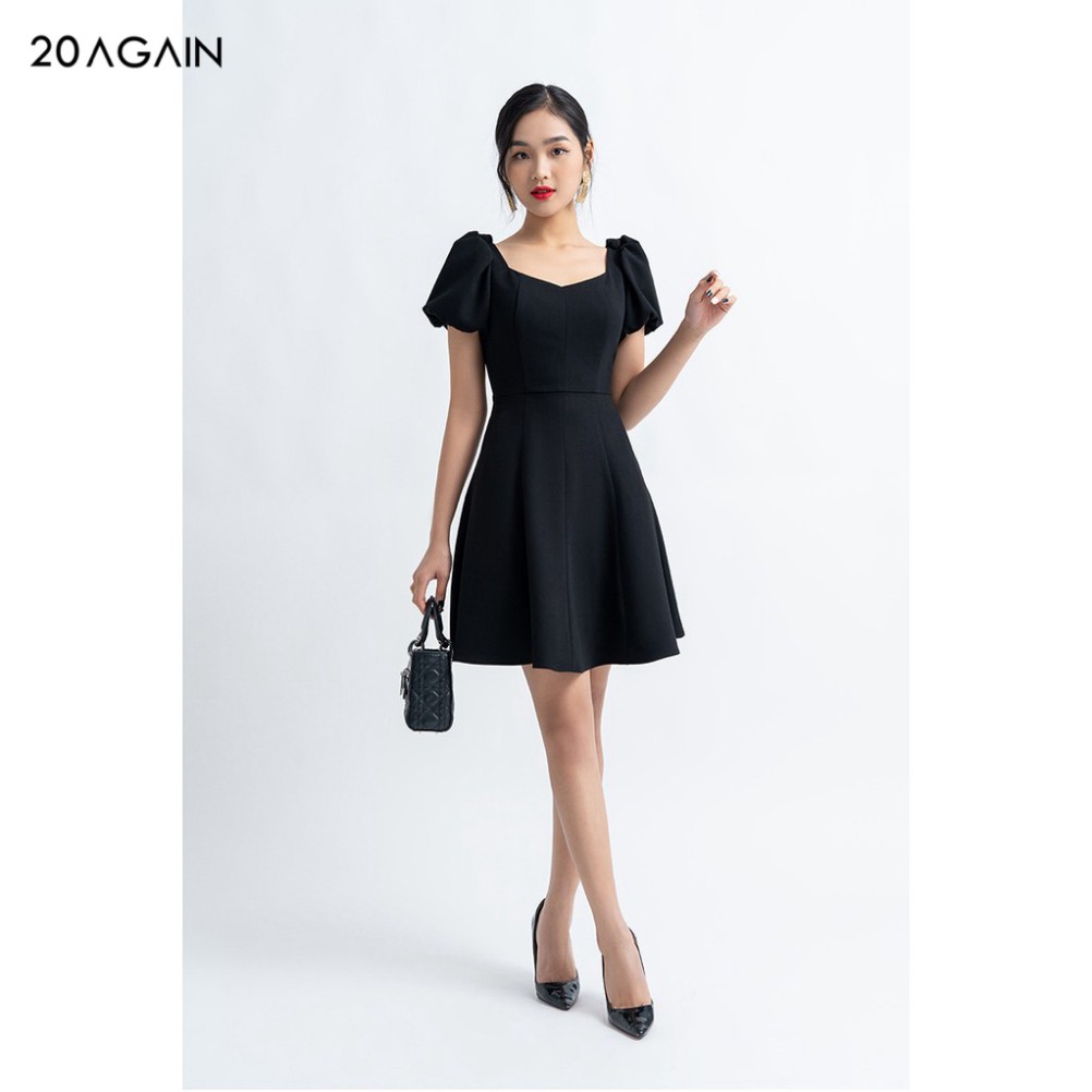 Đầm váy nữ công sở 20AGAIN đủ màu, đủ size, tay bồng đính cúc sang trọng DEA1101