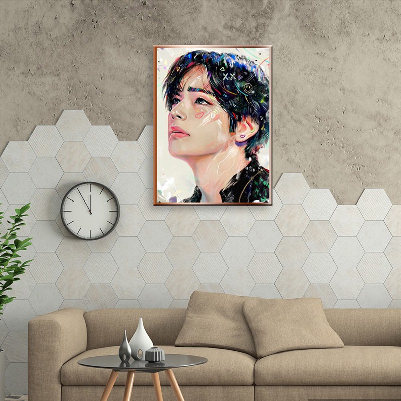 Tranh đính đá treo tường hình thành viên nhóm nhạc BTS cỡ 30x40cm