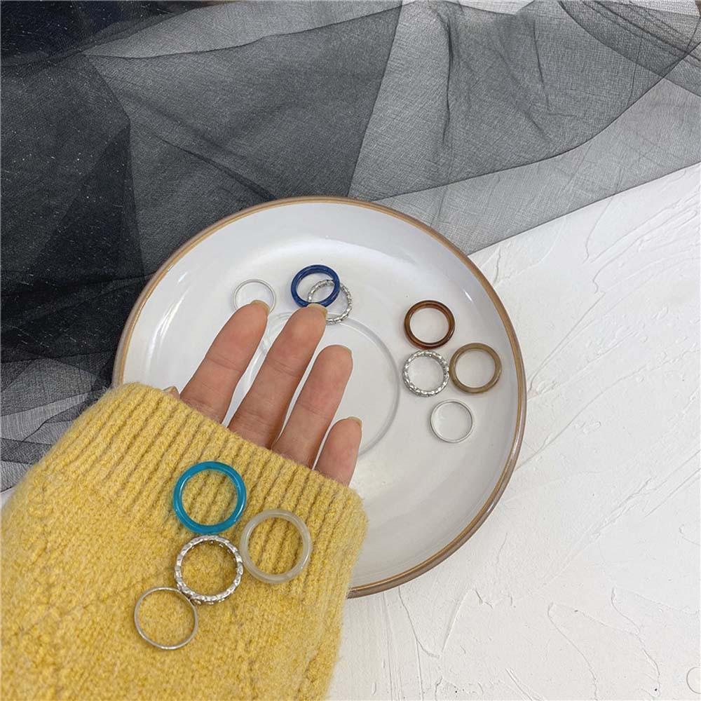 Set 4 nhẫn đeo ngón tay bằng kim loại thời trang Hàn Quốc đơn giản dành cho nữ