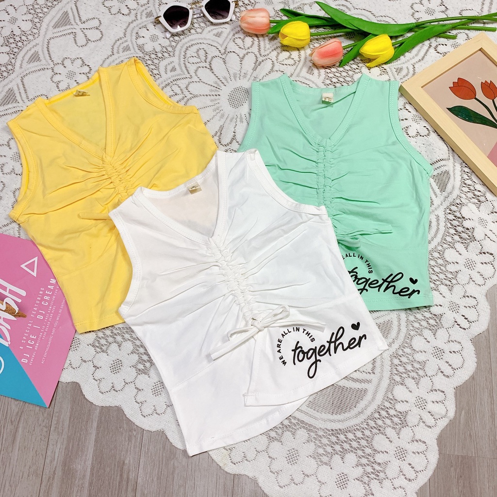 Áo Bé Gái Sát Nách Thun Cotton 4 Chiều Đẹp Mềm Co Giãn (08-26kg)