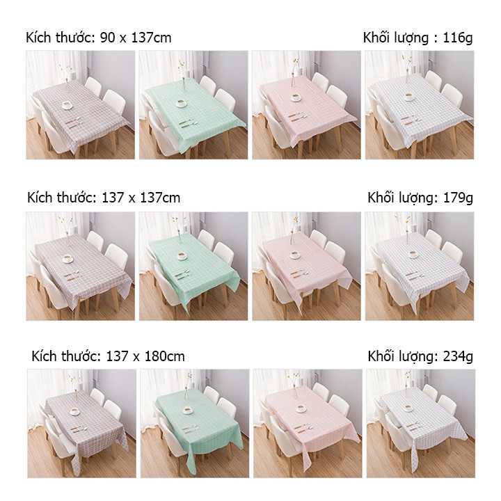 Khăn trải bàn vintage kẻ caro nhựa PVC chống thấm nước nhiều kích cỡ cho bàn đẹp nhà xinh shop9k