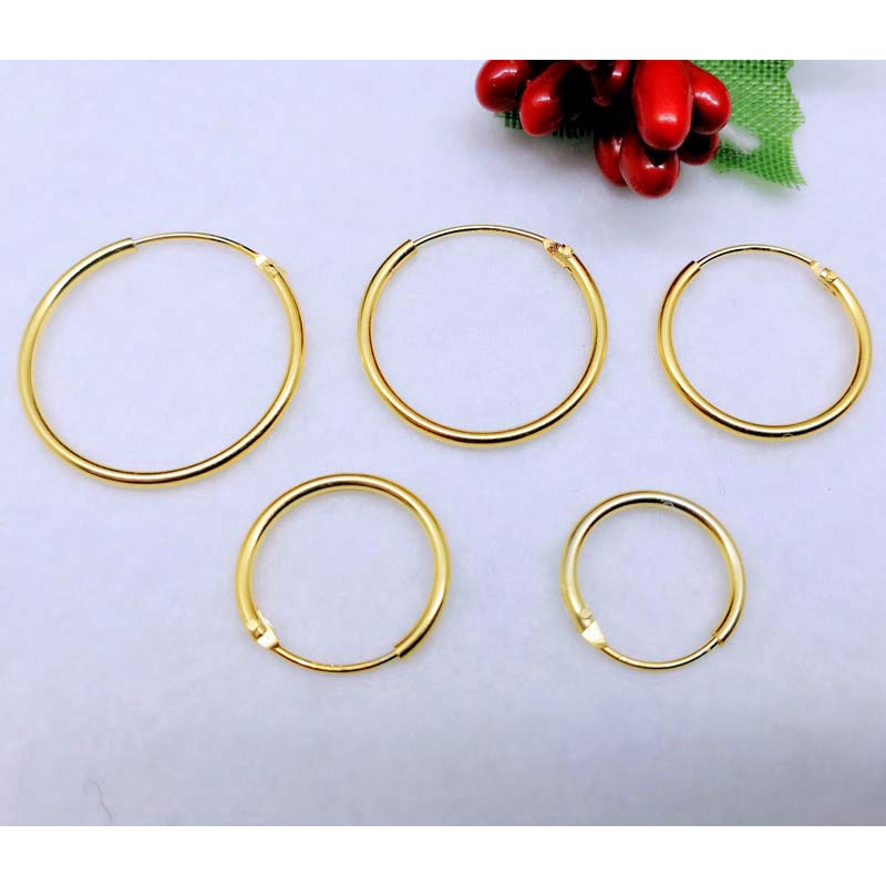 Đôi khuyên tai hình tròn 8-20mm bằng bạc 925 mạ vàng kiểu dáng đơn giản hợp thời trang