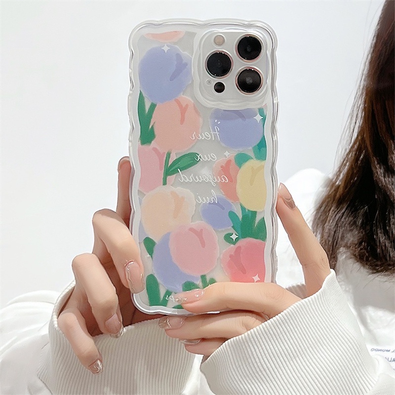 Ốp điện thoại  trong lượn sóng Hoa Tulip 6/6s/6plus/6splus/7/7plus/8/8plus/xs/11/12/13/14/Pro/Plus/Promax TLS1