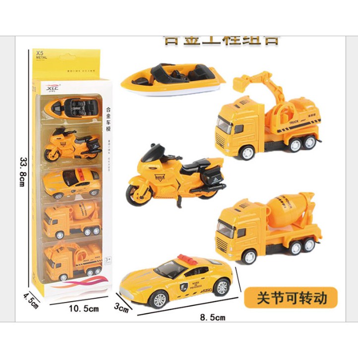 Set 5 ô tô chạy đà bằng hợp kim kết hợp nhựa