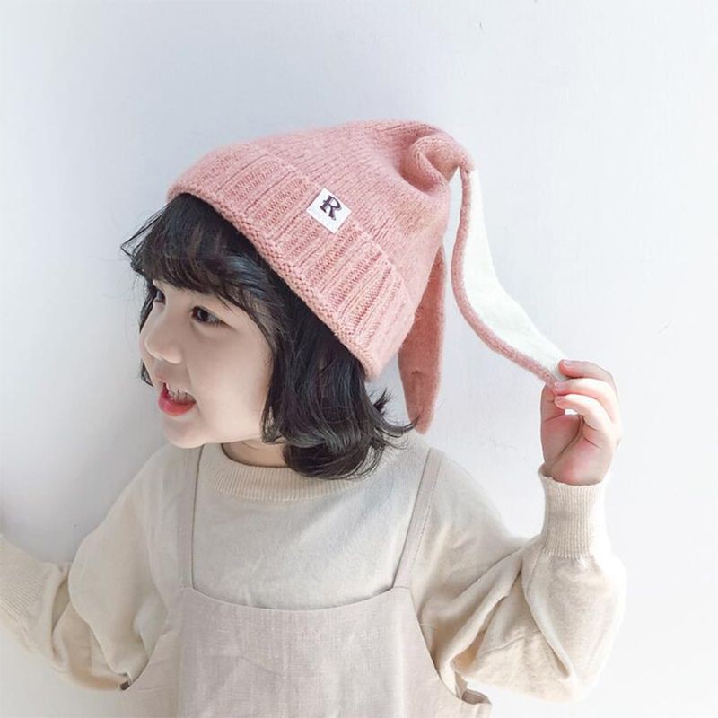 Mũ Beanie Dệt Kim Tai Thỏ Dễ Thương Thời Trang Mùa Thu 2019 Cho Bé