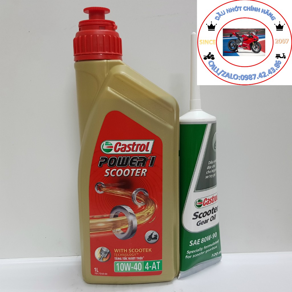 COMBO NHỚT CASTROL POWER1 SCOOTER + NHỚT LÁP