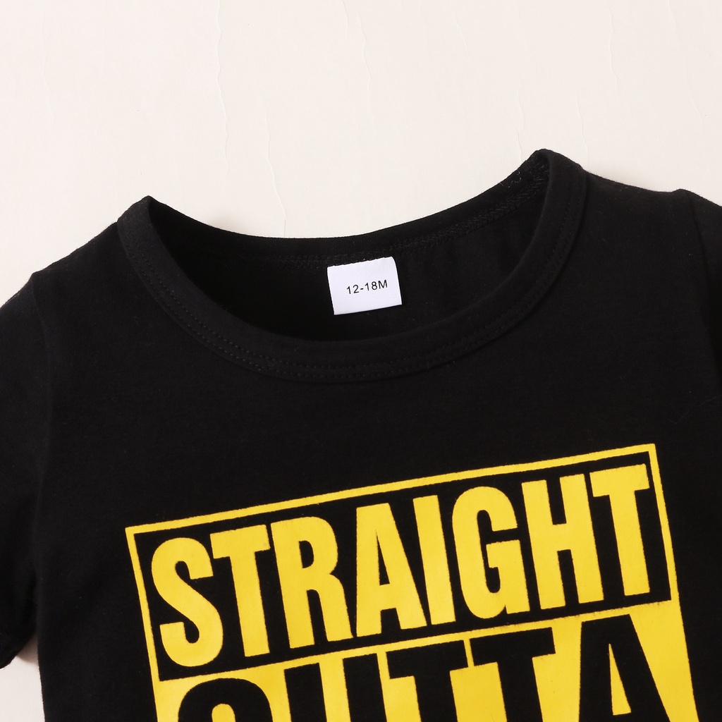 Set áo tay ngắn và quần ngắn MIKRDOO in chữ thời trang mùa hè cho bé nam