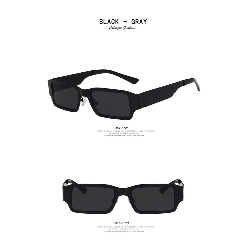 Kính mát uv400 gọng kim loại chữ nhật nhỏ thời trang hip hop | BigBuy360 - bigbuy360.vn