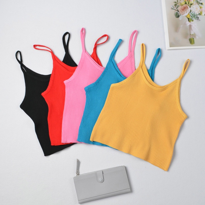 Áo Croptop Dệt Kim Sát Nách Kiểu Dáng Đơn Giản Dễ Phối Đồ Dành Cho Nữ