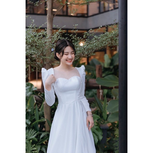 Váy cưới đi bàn cô dâu tay dài